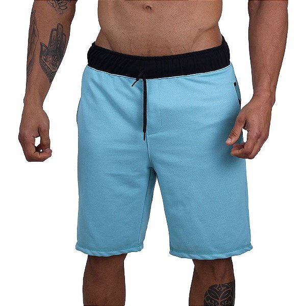 Bermuda Masculina Moletom MXD Conceito Azul Celeste Liso