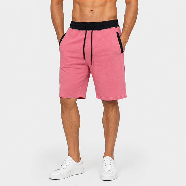 Bermuda Masculina Moletom MXD Conceito Rosa Bebê Liso