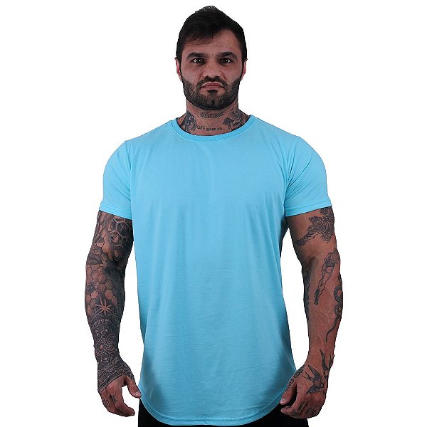 Camiseta Longline 100% Algodão Masculina MXD Conceito Azul Bebê
