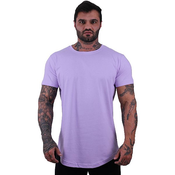 Camiseta Longline 100% Algodão Masculina MXD Conceito Lilás Bebê