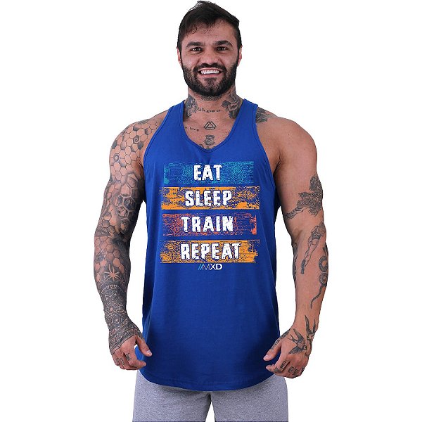 Regata Longline Masculina MXD Conceito Eat Sleep Train Repeat