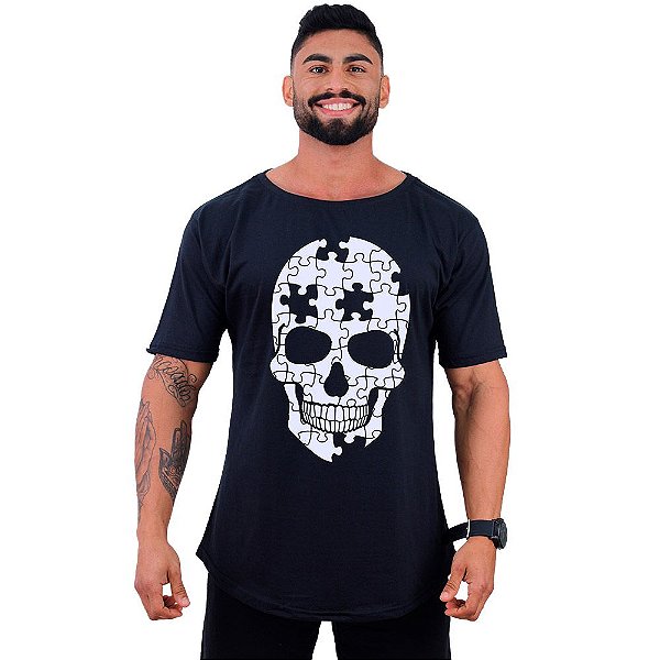 Camiseta Morcegão Masculina MXD Conceito Puzzle Skull