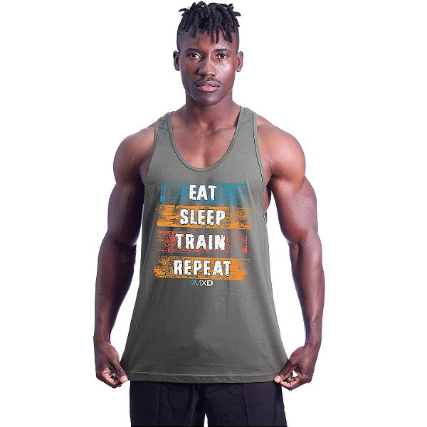 Regata Cavada Masculina MXD Conceito Eat Sleep Train Repeat