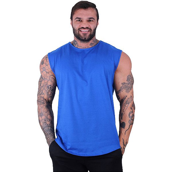 Regata Machão Longline Sem Manga MXD Conceito 100% Algodão Azul Royal