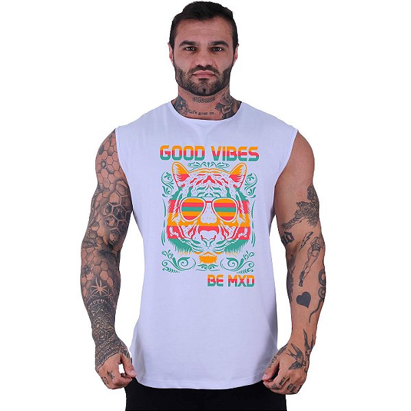 Regata Machão Longline Sem Manga MXD Conceito Leão Good Vibes