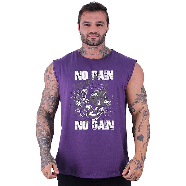 Regata Machão Longline Sem Manga MXD Conceito No Pain No Gain Braço Forte