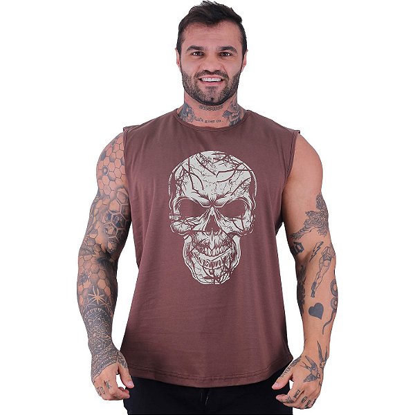 Regata Machão Longline Sem Manga MXD Conceito Caveira Estilhaço