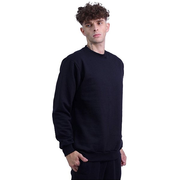 Blusa Moletom Lisa Basic Masculina MXD Conceito Sem Touca Preto