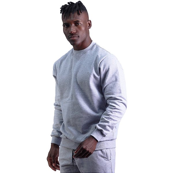 Blusa Moletom Lisa Basic Masculina MXD Conceito Sem Touca Mescla Tradicional