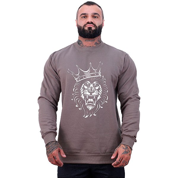 Blusa Moletom Basic Masculina MXD Conceito Sem Touca Leão Rei Da Selva