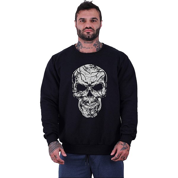 Blusa Moletom Basic Masculina MXD Conceito Sem Touca Caveira Estilhaço