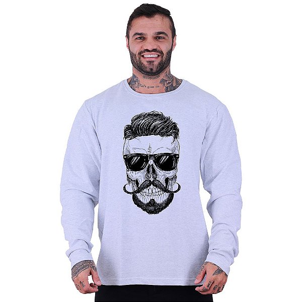 Blusa Moletom Basic Masculina MXD Conceito Sem Touca Mustache Skull