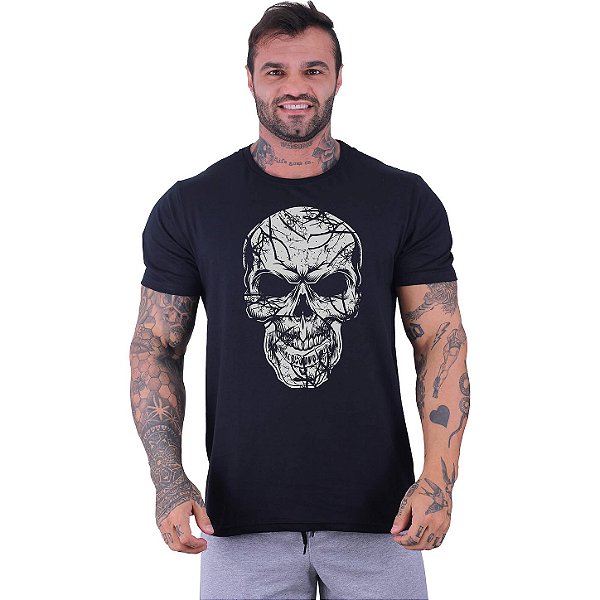 Camiseta Tradicional Manga Curta MXD Conceito Caveira Estilhaços