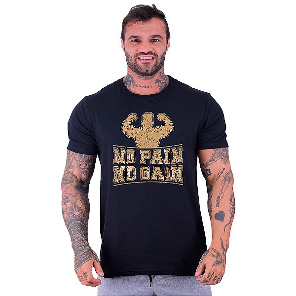 Camiseta Tradicional Manga Curta MXD Conceito No Pain No Gain Strong