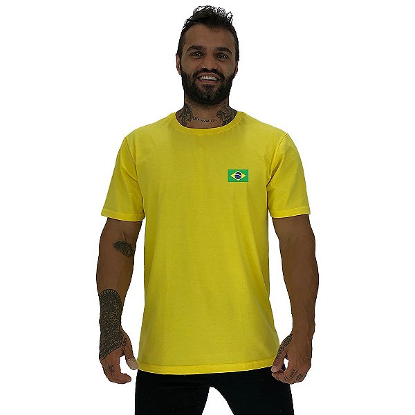 Camiseta Tradicional Masculina MXD Conceito Bandeira do Brasil