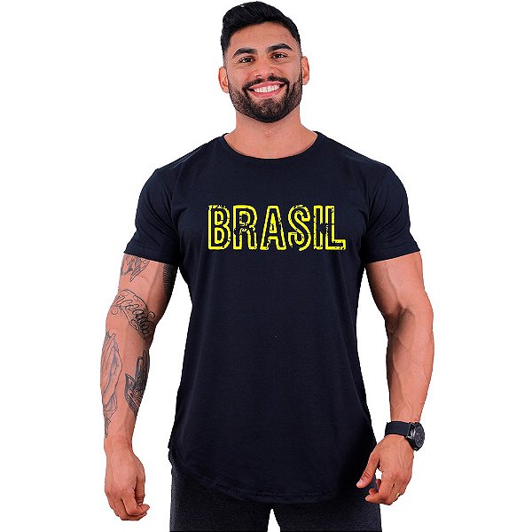 Camiseta Longline Masculina MXD Conceito Brasil Manuscrito