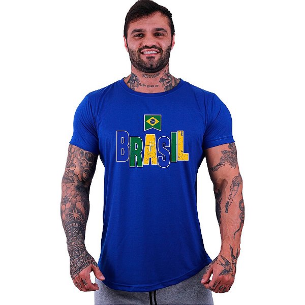 Camiseta Longline Masculina MXD Conceito Brasil Escrita Colorida