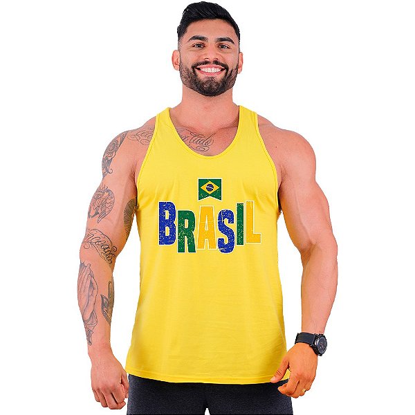 Regata Cavada Masculina MXD Conceito Brasil Escrita Colorida