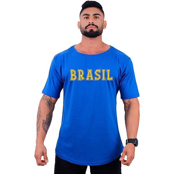 Camiseta Morcegão Masculina MXD Conceito Escrita Brasil Amarelo