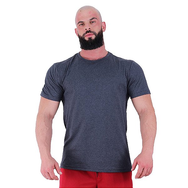 Camiseta Tradicional Masculina MXD Conceito 50% Algodão 50% Poliéster Mescla Preto