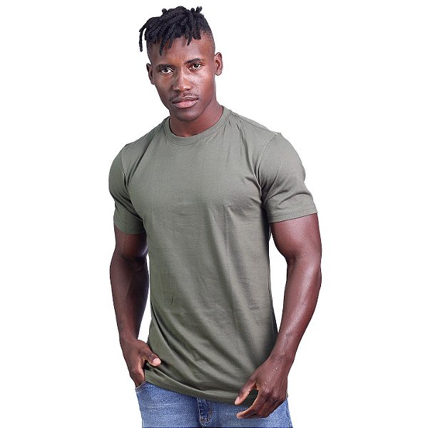 Camiseta Tradicional Masculina MXD Conceito 100% Algodão Verde Miltar