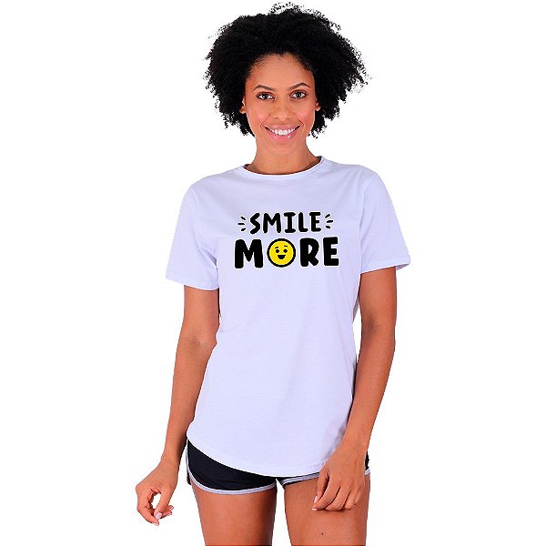 Camiseta Longline Feminina MXD Conceito Smile More Sorria Mais