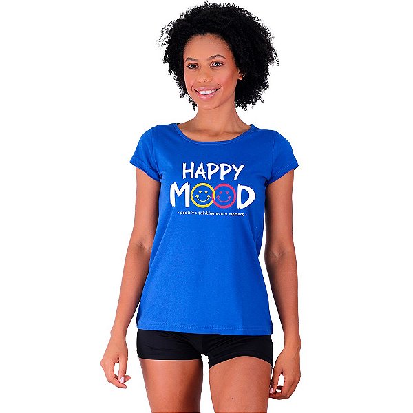 Camiseta Babylook Feminina MXD Conceito Happy Mood Bom Humor