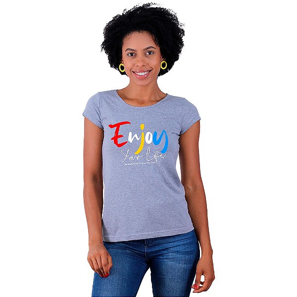 Camiseta Babylook Feminina MXD Conceito Enjoy You Life Aproveite Sua Vida