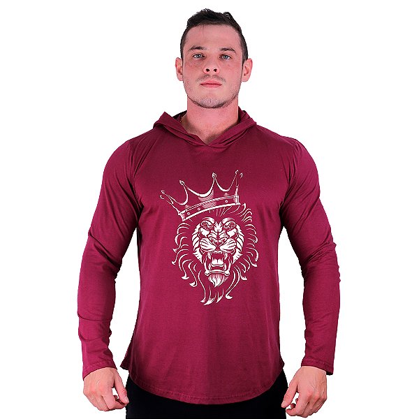 Camiseta Manga Longa Longline Com Touca MXD Conceito King Lion