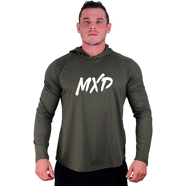 Camiseta Manga Longa Longline Com Touca MXD Conceito MXD Logo