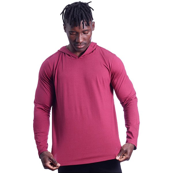 Camiseta Manga Longa Longline Com Touca MXD Conceito Bordô