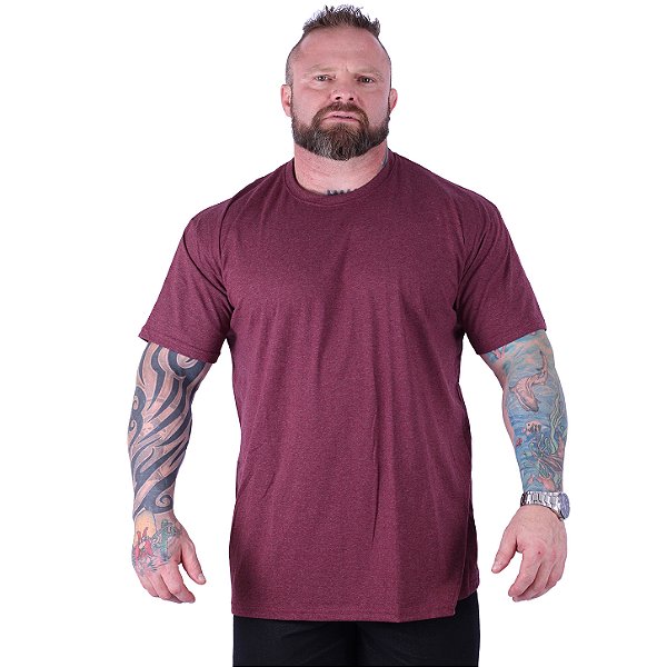 Camiseta Plus Size Tradicional Manga Curta MXD Conceito 50% Algodão 50% Poliéster Mescla Bordo