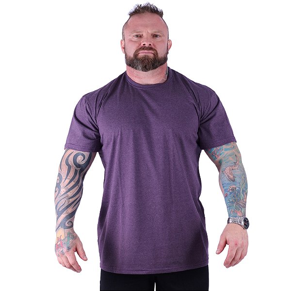 Camiseta Plus Size Tradicional Manga Curta MXD Conceito 50% Algodão 50% Poliéster Mescla Roxo