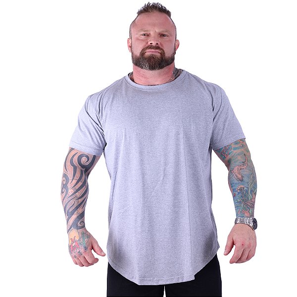 Camiseta Longline Plus Size MXD Conceito Manga Curta Mescla Tradicional