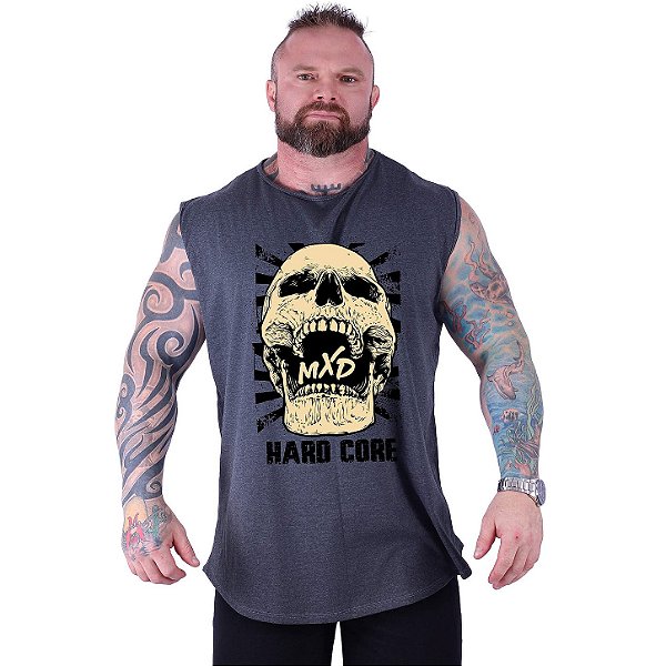 Regata Machão Longline Estampada Sem Manga Plus Size MXD Conceito Caveira HardCore