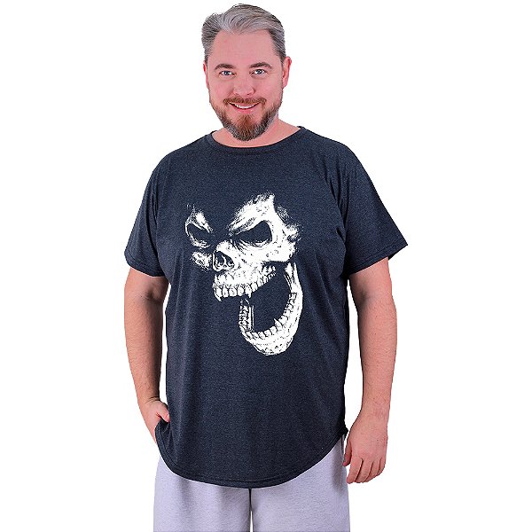 Camiseta Longline Estampada Plus Size MXD Conceito Manga Curta Gorilla Skull