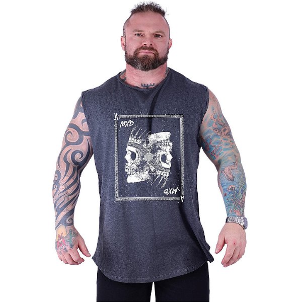 Regata Machão Longline Estampada Sem Manga Plus Size MXD Conceito Carta Ás Indígena
