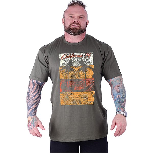 Camiseta Tradicional Estampada Plus Size Curta MXD Conceito Praia Tropical