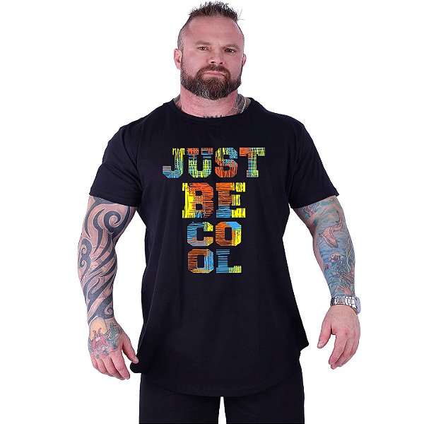 Camiseta Longline Estampada Plus Size MXD Conceito Manga Curta Just Be Cool