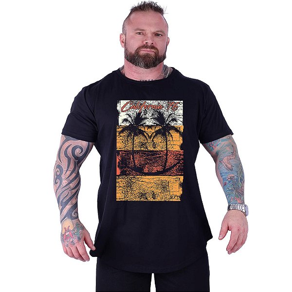 Camiseta Longline Estampada Plus Size MXD Conceito Manga Curta Beach MXD