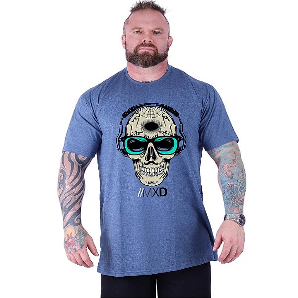 Camiseta Tradicional Estampada Plus Size Curta MXD Conceito Caveira Popstar