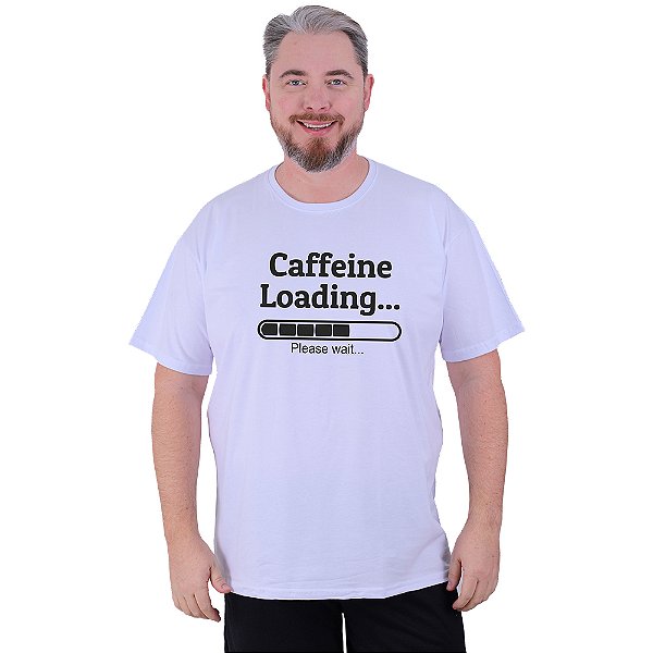 Camiseta Tradicional Estampada Plus Size Curta MXD Conceito Caffeine Loading
