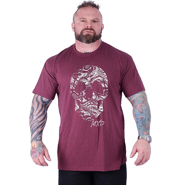 Camiseta Tradicional Estampada Plus Size Curta MXD Conceito Caveira Liquida