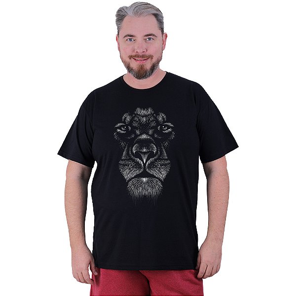 Camiseta Tradicional Estampada Plus Size Curta MXD Conceito Face Lion