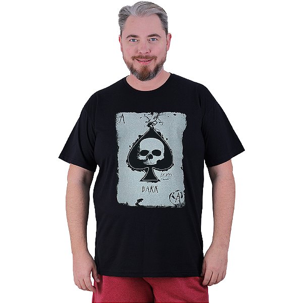 Camiseta Tradicional Estampada Plus Size Curta MXD Conceito Dark Skull