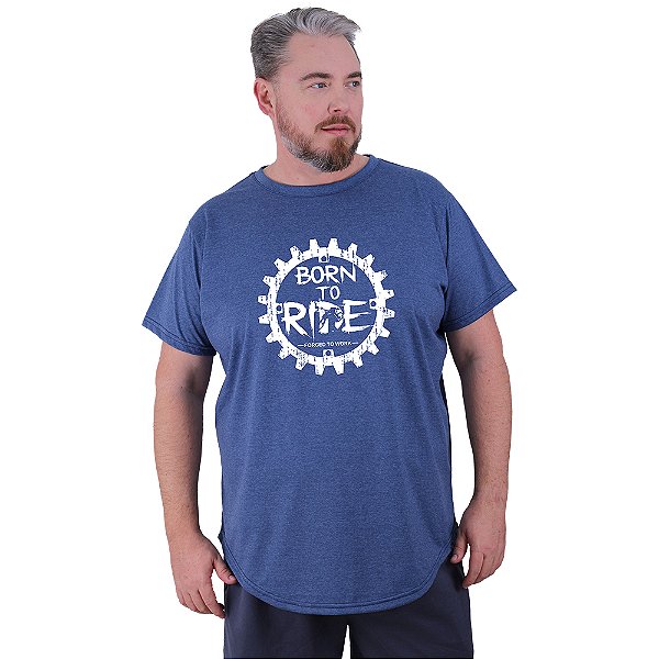 Camiseta Longline Estampada Plus Size MXD Conceito Manga Curta MTB Mountain Bike Born To Ride