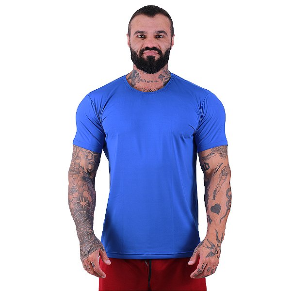Camiseta Tradicional MXD Conceito Dry Fit 90% Poliéster 10% Elastano UV50+ MultiFresh Acab. Liso Azul Royal
