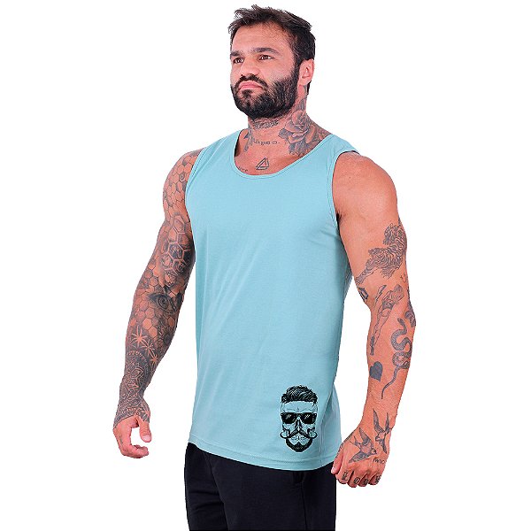 Regata Clássica Estampa Lateral Masculina MXD Conceito Skull with mustache