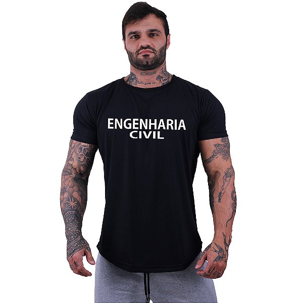 Camiseta Longline Estampa Universitária Faculdade Curso Engenharia Civil