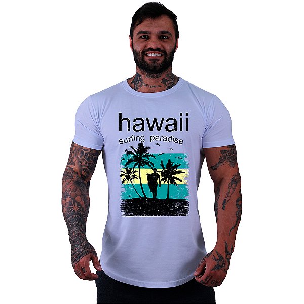 Camiseta Longline Manga Curta MXD Conceito Hawaii Surfing Paradise SURF